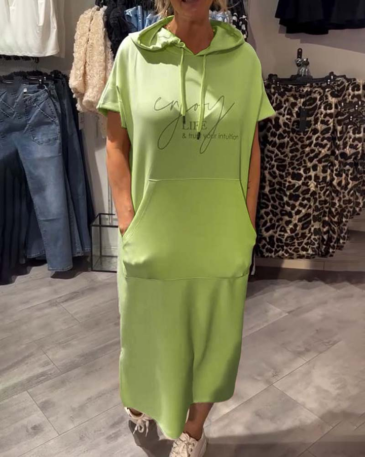 Casual Hooded Jumper Dress Comfortable Midi Fit