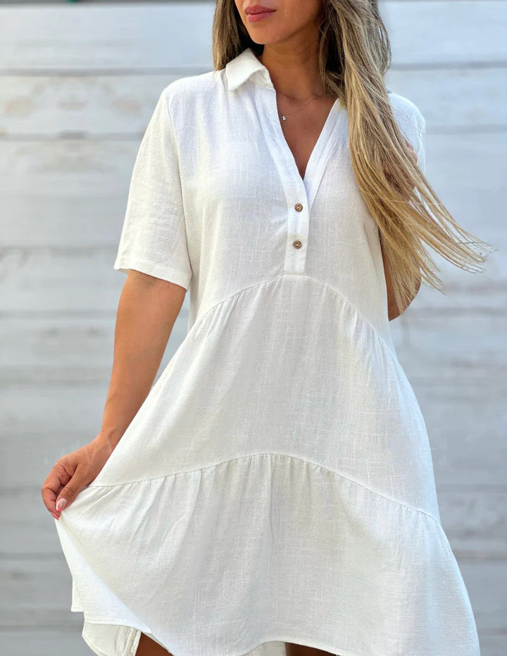 Lightweight Short Sleeve Dress Relaxed Fit Flared Silhouette