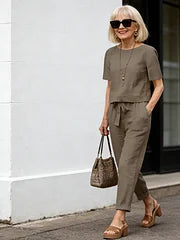 Lightweight Cotton Blend Two Piece Relaxed Fit Suit