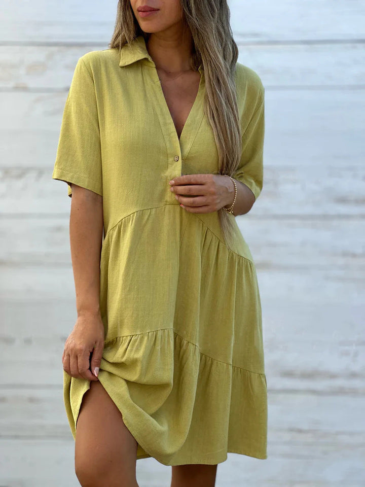 Lightweight Short Sleeve Dress Relaxed Fit Flared Silhouette
