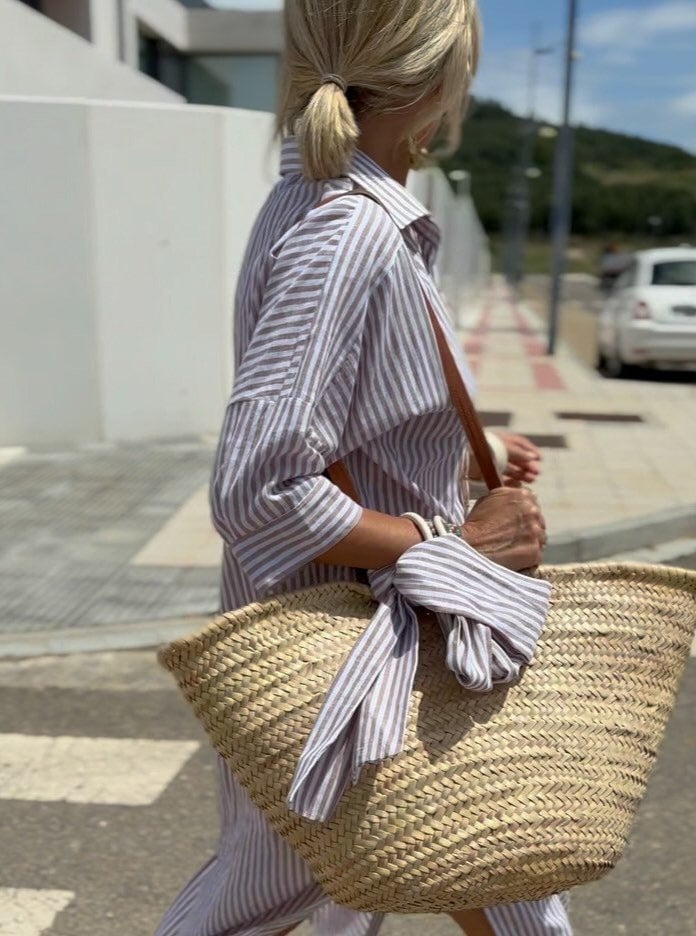 Striped Shirt Dress Lightweight Relaxed Fit