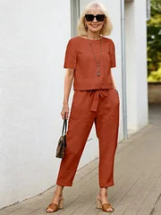 Lightweight Cotton Blend Two Piece Relaxed Fit Suit