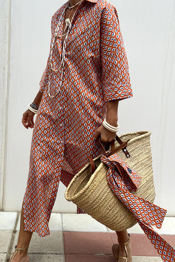 Striped Shirt Dress Lightweight Relaxed Fit