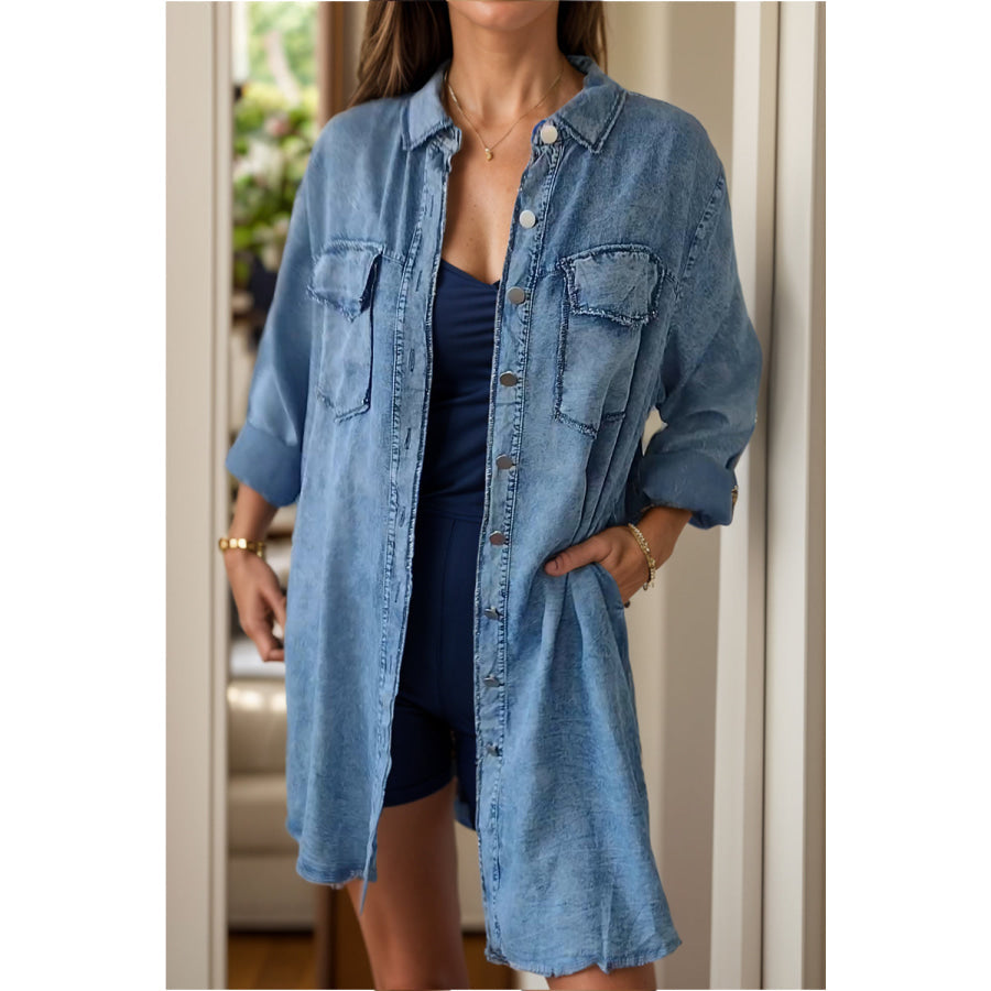 Relaxed Fit Denim Shirt Long Sleeve Lightweight