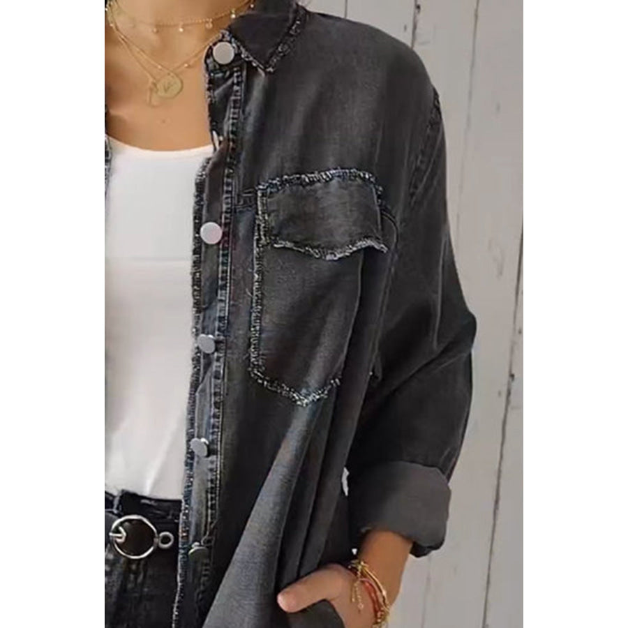 Relaxed Fit Denim Shirt Long Sleeve Lightweight