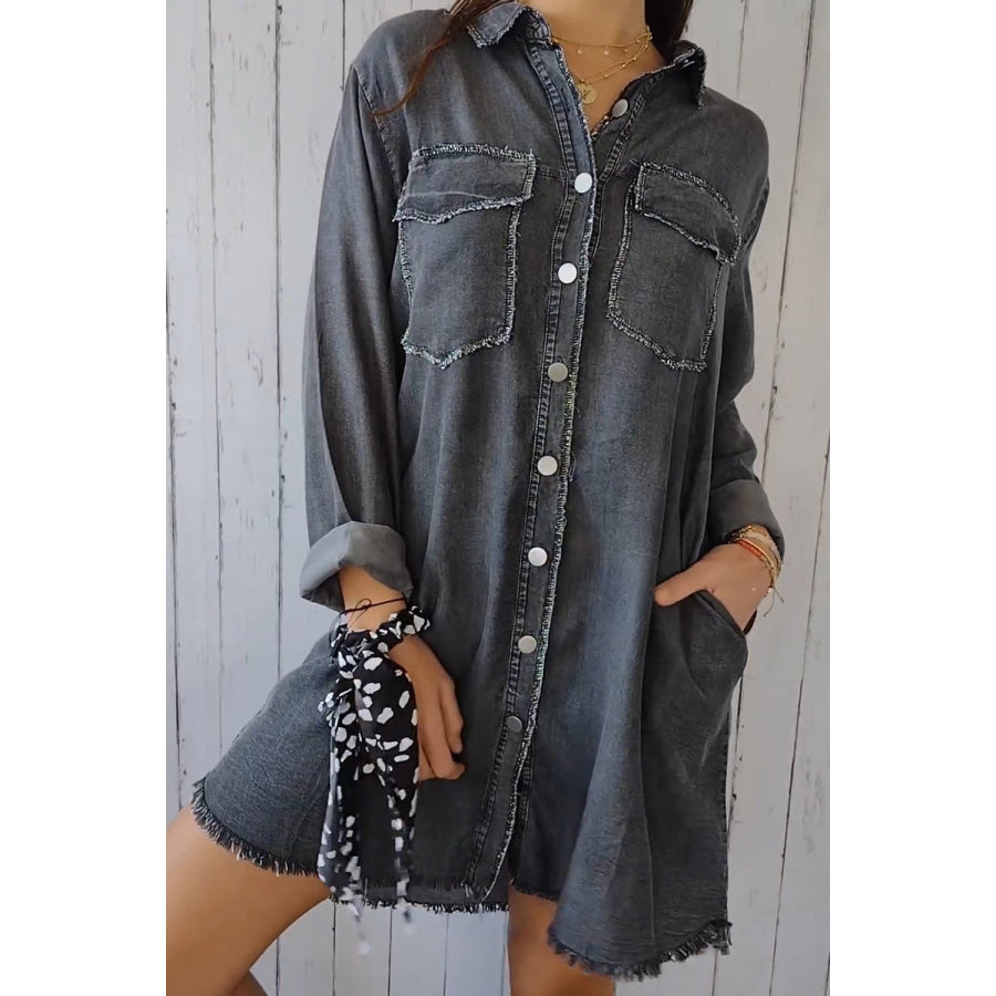 Relaxed Fit Denim Shirt Long Sleeve Lightweight