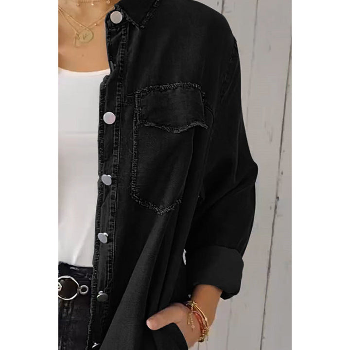 Relaxed Fit Denim Shirt Long Sleeve Lightweight