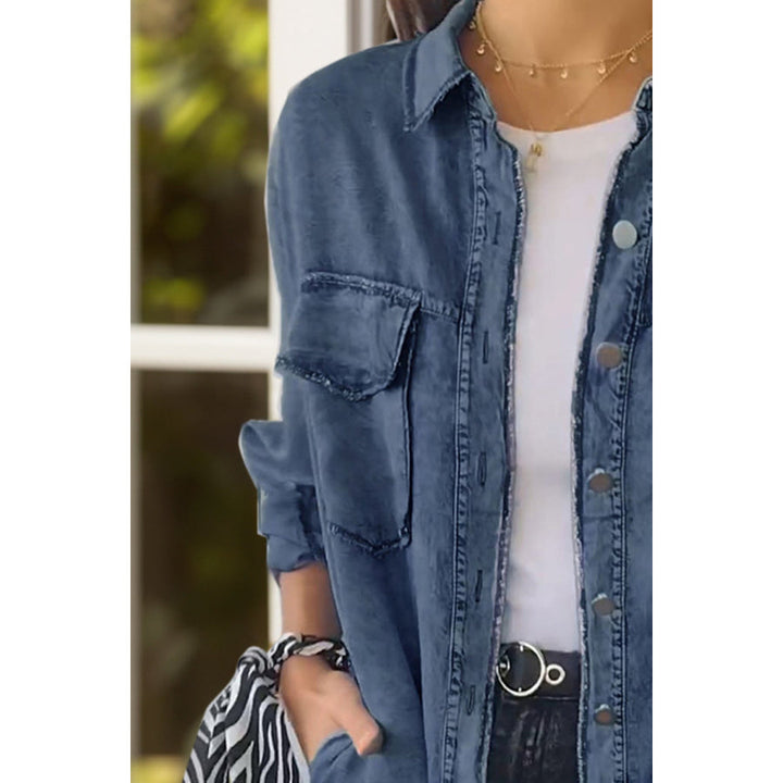 Relaxed Fit Denim Shirt Long Sleeve Lightweight