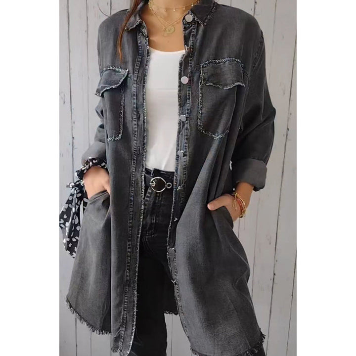 Relaxed Fit Denim Shirt Long Sleeve Lightweight