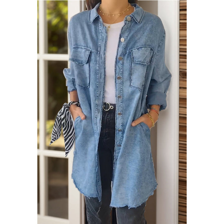 Relaxed Fit Denim Shirt Long Sleeve Lightweight
