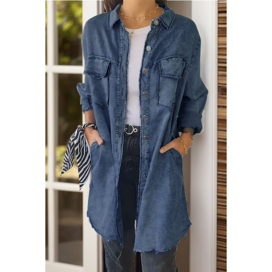 Relaxed Fit Denim Shirt Long Sleeve Lightweight