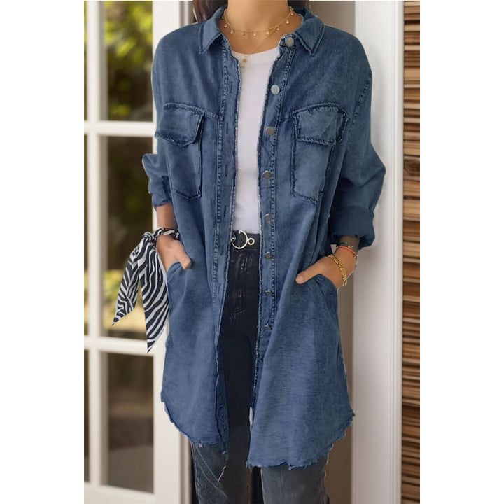 Relaxed Fit Denim Shirt Long Sleeve Lightweight