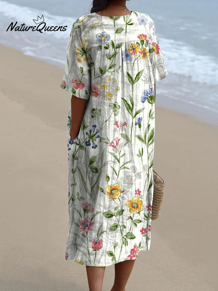 Women's Vintage Floral Flowing Dress