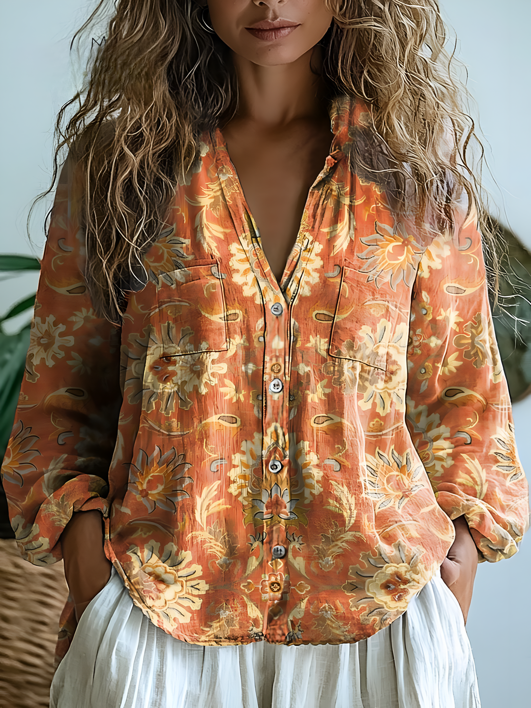 Melanie | Vintage Lovely Floral Art Print Casual Long Sleeve