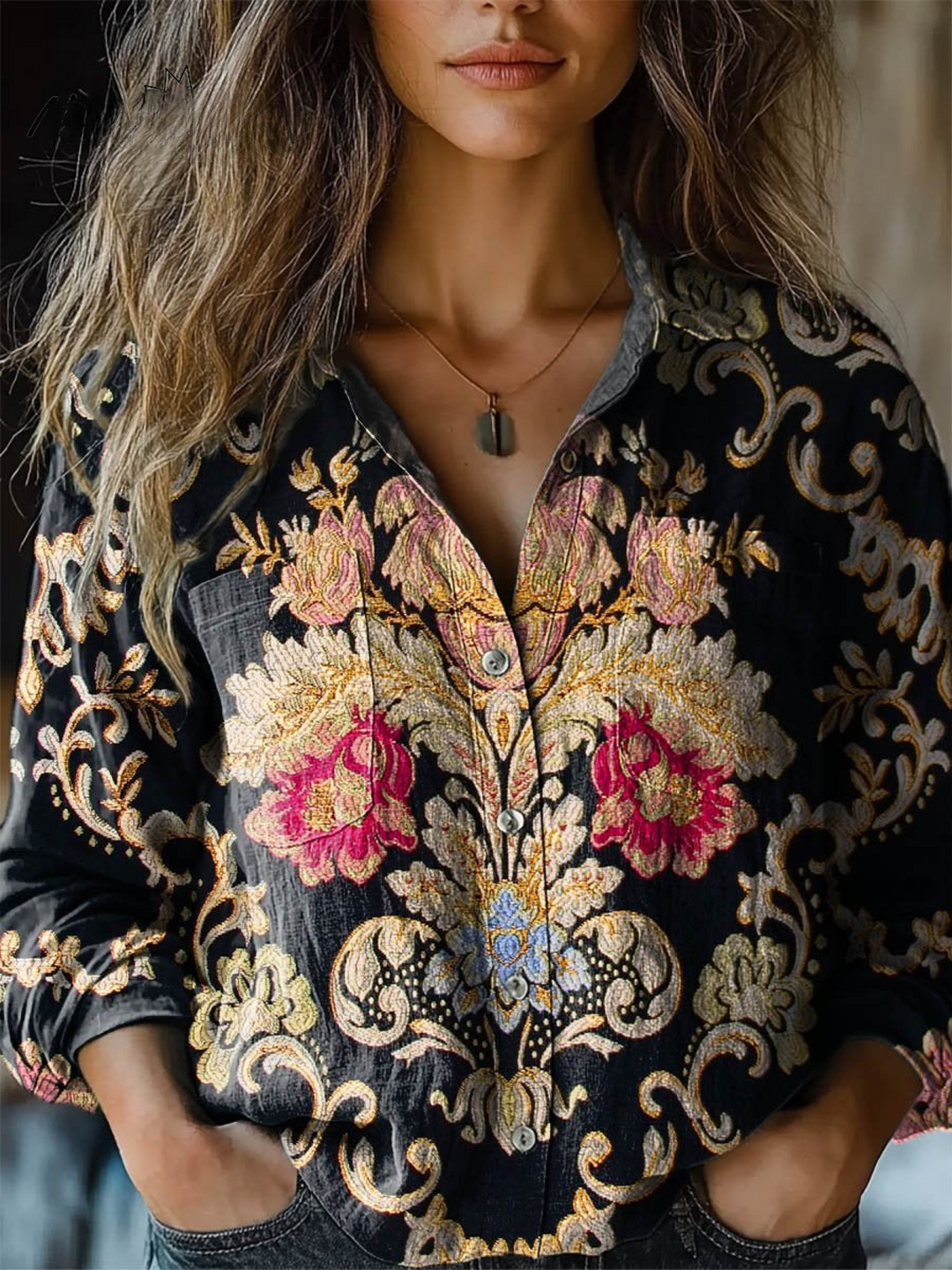 Kathleen | Vintage Lovely Floral Art Print Casual Long Sleeve