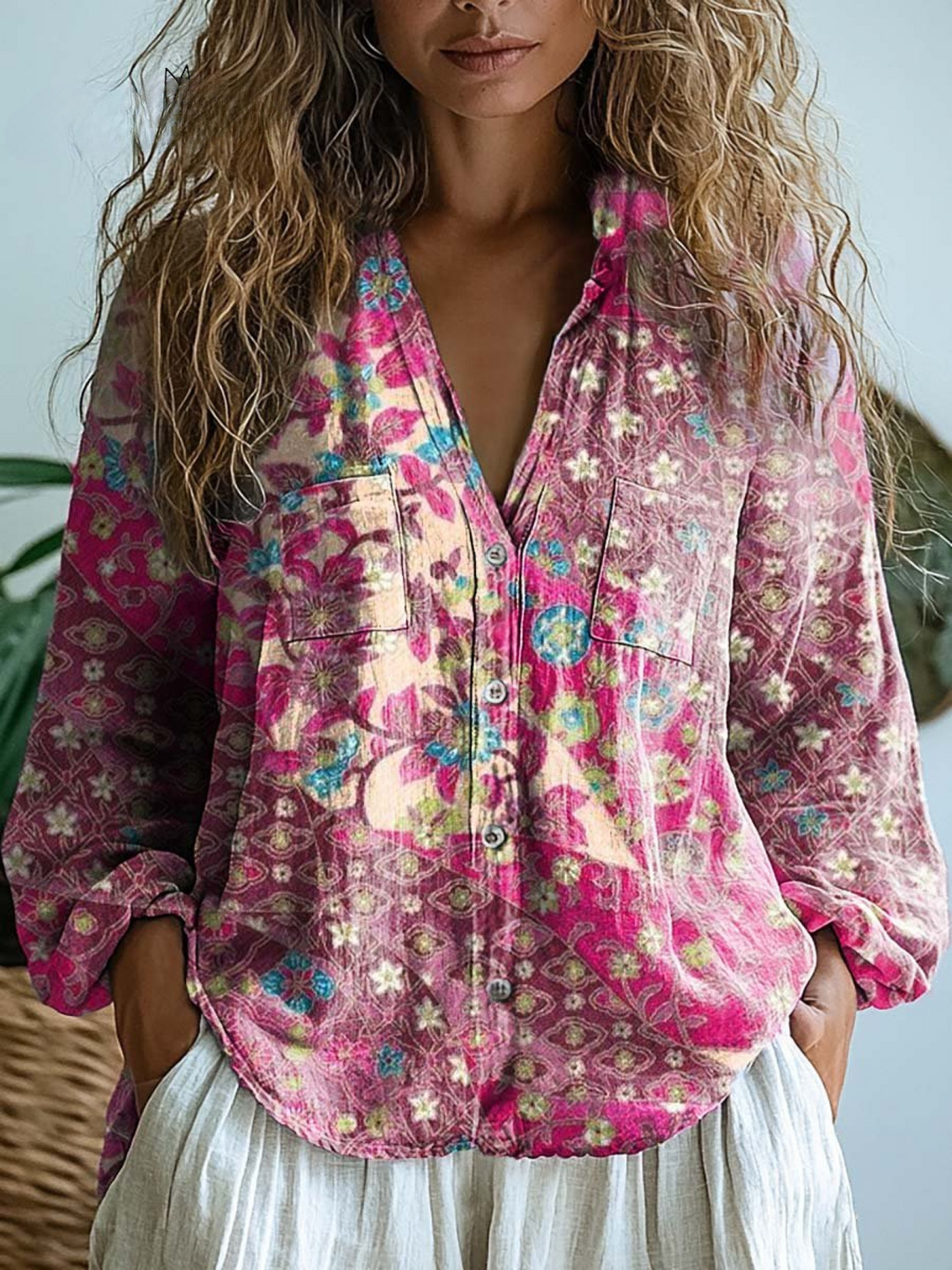 Jane | Vintage Floral Art Print Casual Long Sleeve