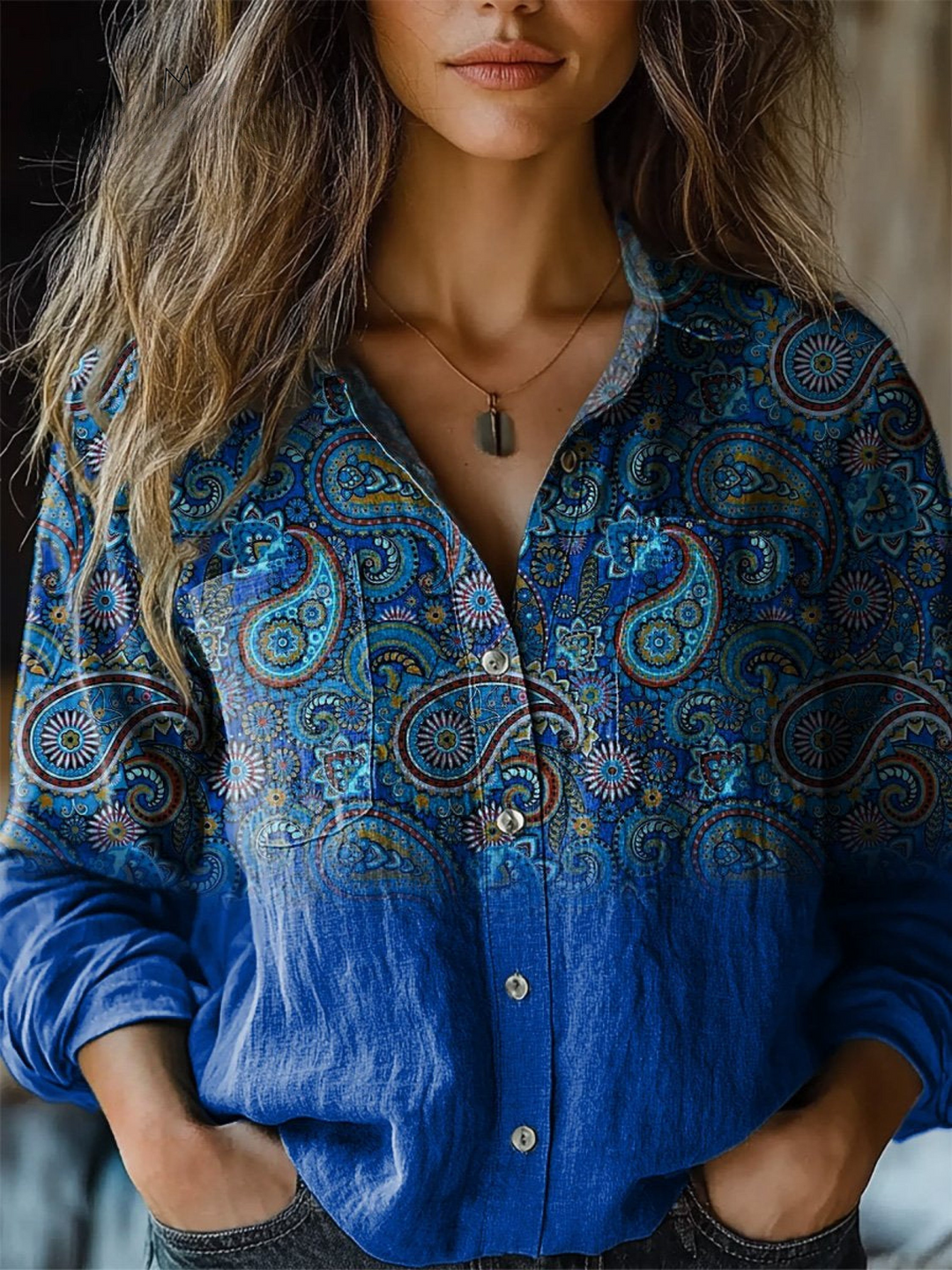 Christina | Elegant Paisley Pattern Printed Women's Casual Long Sleeve