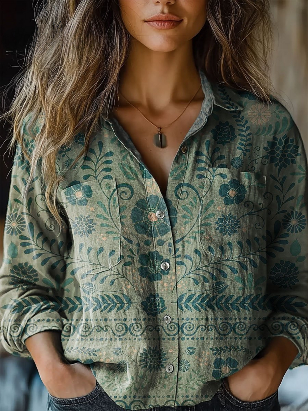 Emilia | Vintage Flower Print Casual Long Sleeve