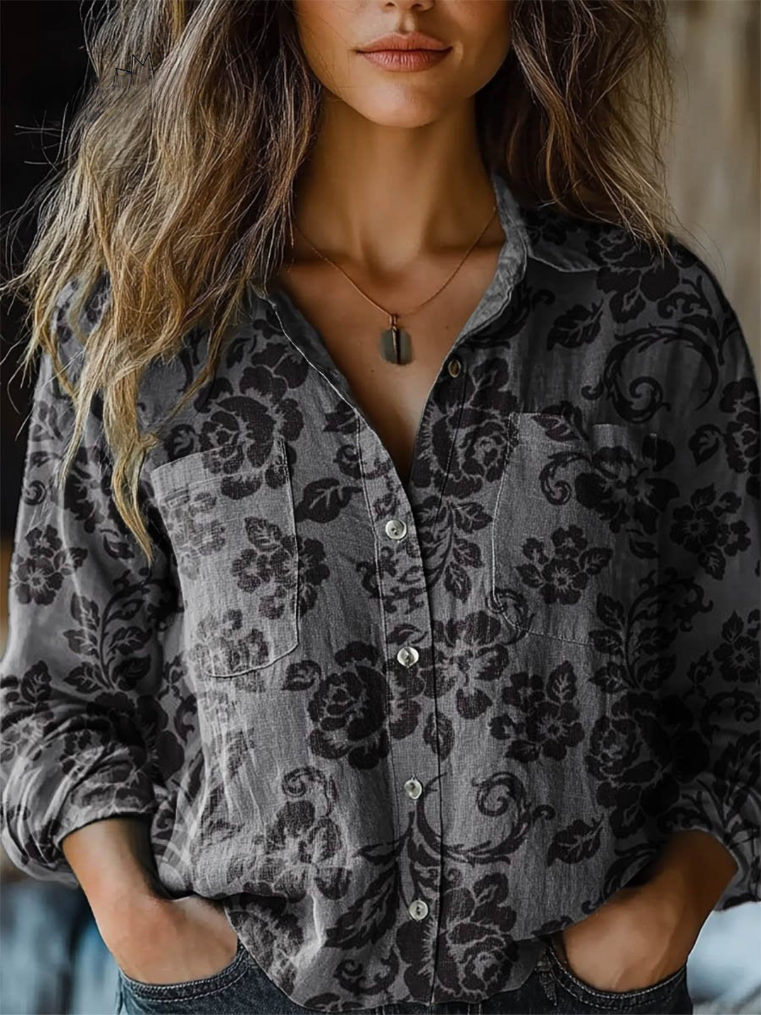 Gloria | Vintage Lovely Floral Art Print Casual Long Sleeve
