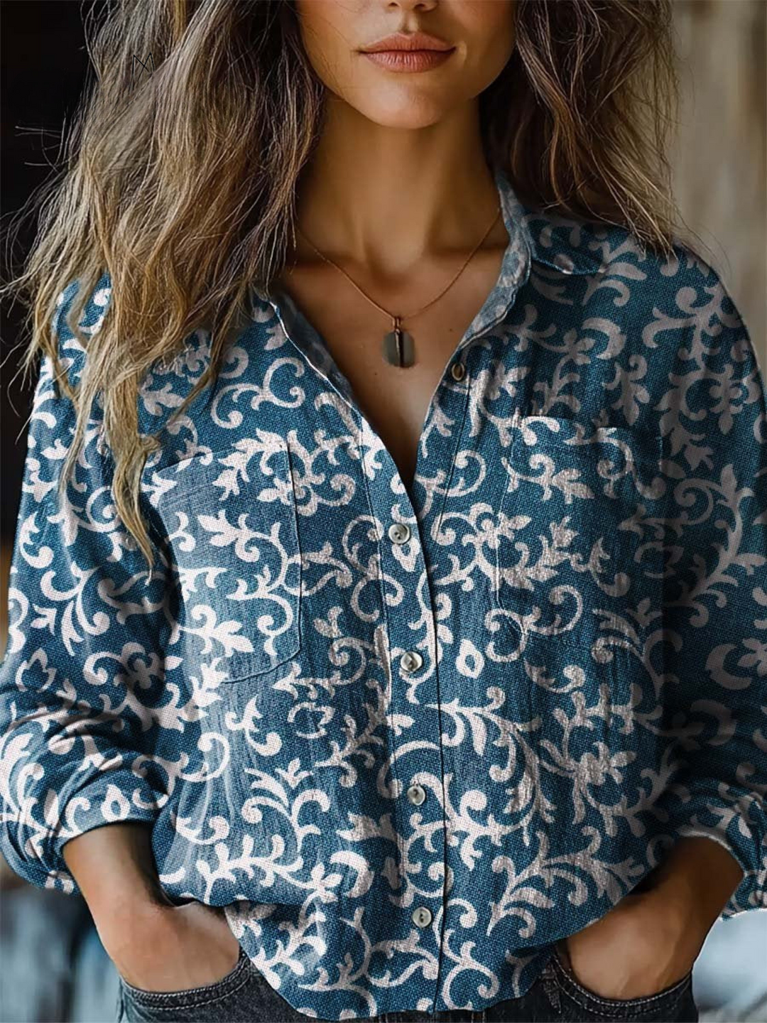 Marilyn | Vintage Floral Art Print Casual Long Sleeve