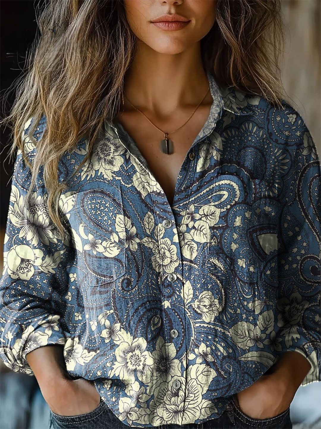 Denise | Paisley Pattern Print Casual Long Sleeve