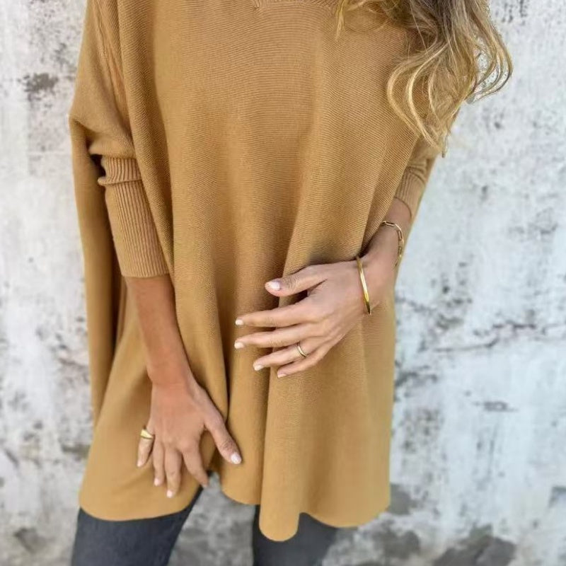 Soft V Neck Oversized Knit Top Relaxed Fit