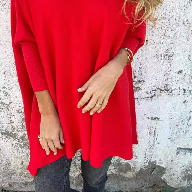 Soft V Neck Oversized Knit Top Relaxed Fit